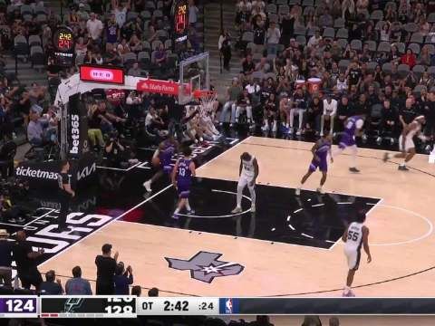 [微博全场集锦]🏀季前赛-文班22+7 榜眼哈珀9分3助 贝利20+7 马刺加时力克爵士