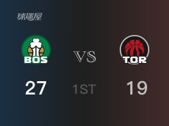 首节数据，凯尔特人以27-19领先猛龙，普理查德10分