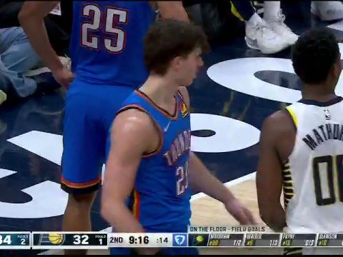 NBA季前赛：雷霆vs步行者第2节英文原声回放