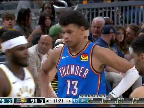 NBA季前赛：雷霆vs步行者第4节英文原声回放