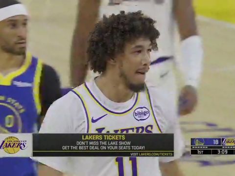 NBA季前赛:勇士vs湖人第1节英文原声回放