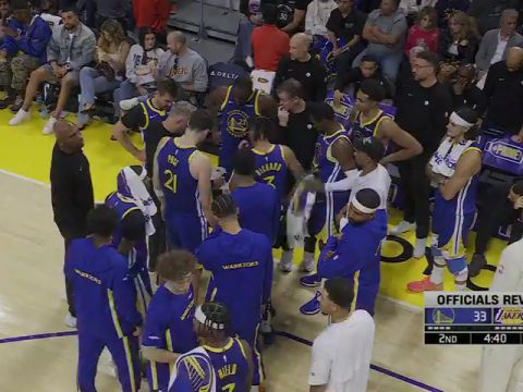 NBA季前赛:勇士vs湖人第2节英文原声回放