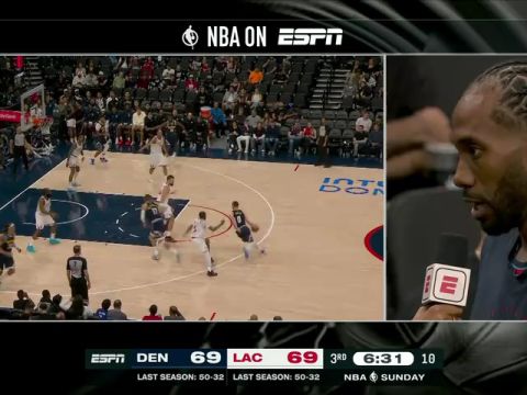 NBA季前赛：掘金vs快船第3节中文解说回放