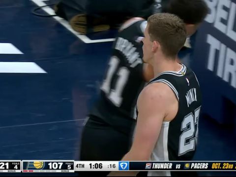 NBA季前赛：马刺vs步行者第4节英文原声回放