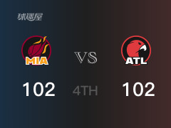 四节战罢，老鹰102-102战平热火，进入加时