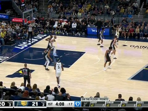 NBA季前赛：马刺vs步行者第1节英文原声回放