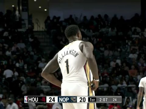 NBA季前赛：火箭vs鹈鹕第1节中文解说回放