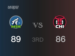 三节比分，森林狼89-86领先公牛，爱德华兹25分