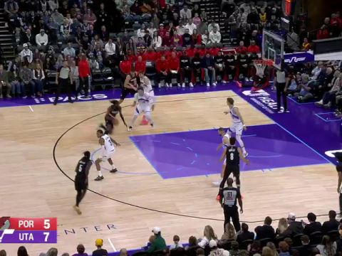 NBA季前赛：开拓者vs爵士第1节中文解说回放