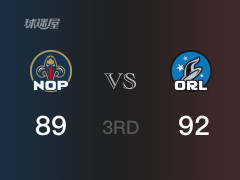 三节战罢，魔术以92- 89领先鹈鹕，小瓦格纳21分2助攻