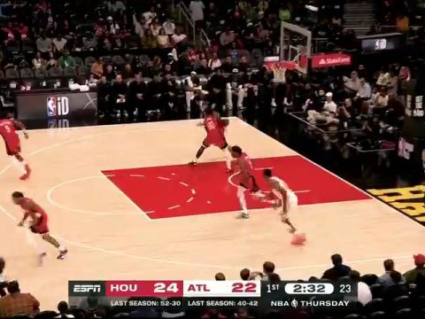 NBA季前赛：火箭vs老鹰第1节英文原声回放