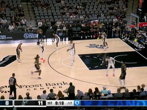 NBA季前赛:步行者vs马刺第1节英文原声回放