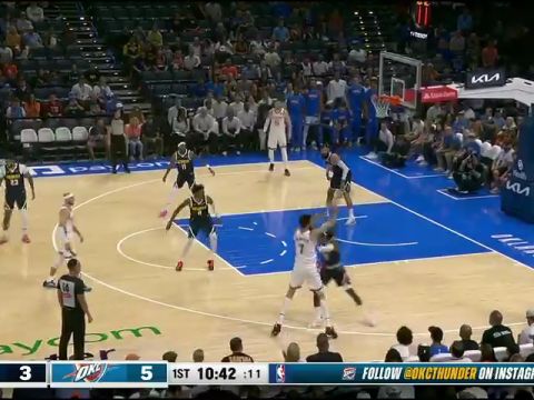 NBA季前赛:掘金vs雷霆第1节英文原声回放