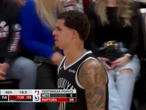 NBA季前赛:篮网vs猛龙第4节英文原声回放