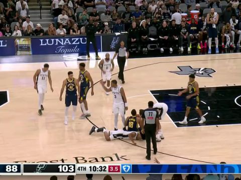 NBA季前赛:步行者vs马刺第4节英文原声回放