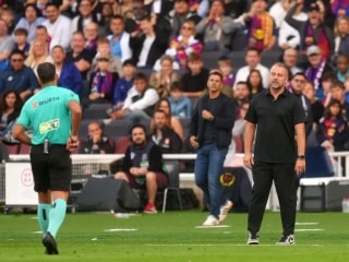 汉斯·弗里克在巴塞罗那战胜赫罗纳的比赛中染红,将面临国家德比的禁赛