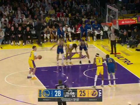 勇士vs湖人第2节英文原声回放