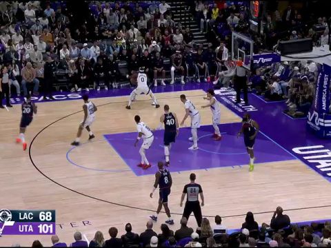 NBA常规赛：快船vs爵士第3节英文原声回放