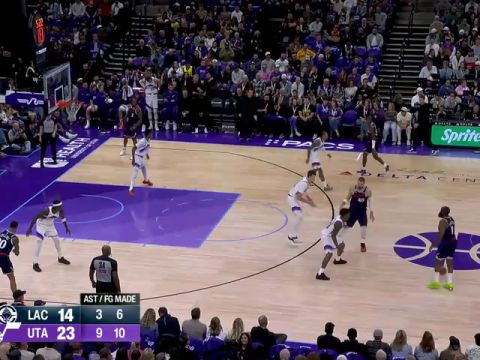 NBA常规赛：快船vs爵士第1节中文解说回放