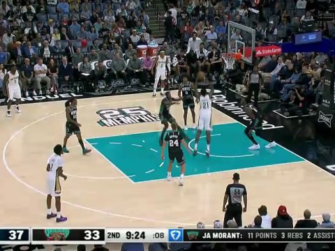 NBA常规赛：鹈鹕vs灰熊第2节英文原声回放