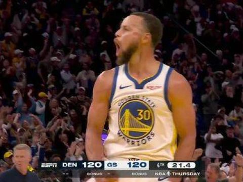 [库里连13分]连得13分！库里包揽勇士最后5分钟的全部得分+关键球