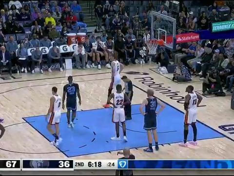 NBA常规赛：热火vs灰熊第2节英文原声回放