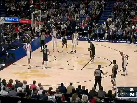 NBA常规赛：马刺vs鹈鹕第1节英文原声回放