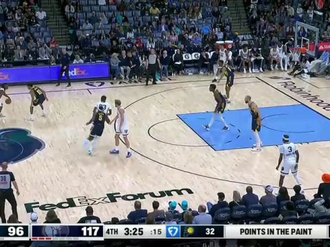 NBA常规赛:步行者vs灰熊第4节中文解说回放
