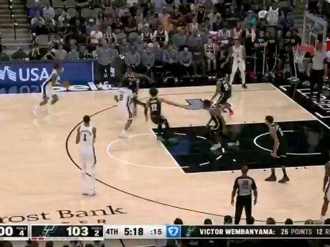 NBA常规赛:篮网vs马刺第4节英文原声回放