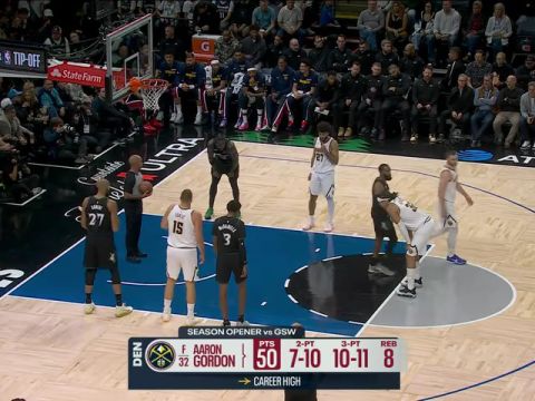 NBA常规赛:掘金vs森林狼第1节英文原声回放