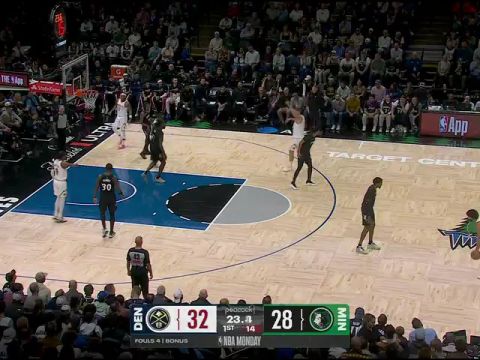 NBA常规赛:掘金vs森林狼第1节中文解说回放