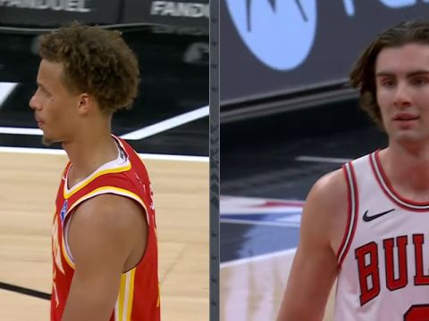 NBA常规赛:老鹰vs公牛第1节英文原声回放