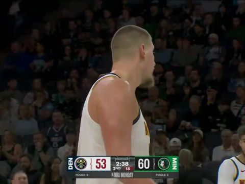 NBA常规赛:掘金vs森林狼第2节英文原声回放