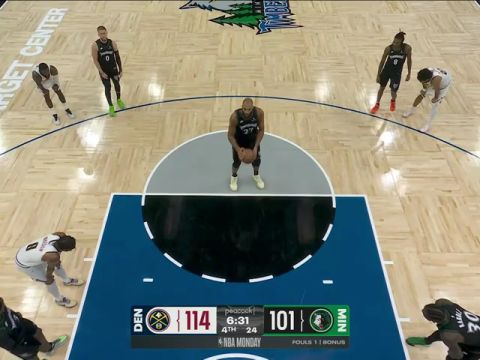 NBA常规赛:掘金vs森林狼第4节英文原声回放