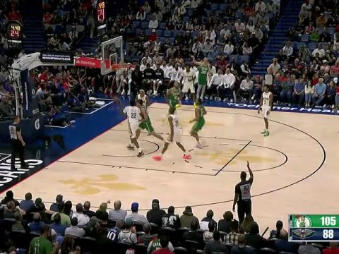 NBA常规赛:凯尔特人vs鹈鹕第4节英文原声回放