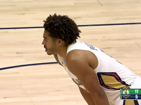 NBA常规赛:凯尔特人vs鹈鹕第1节英文原声回放