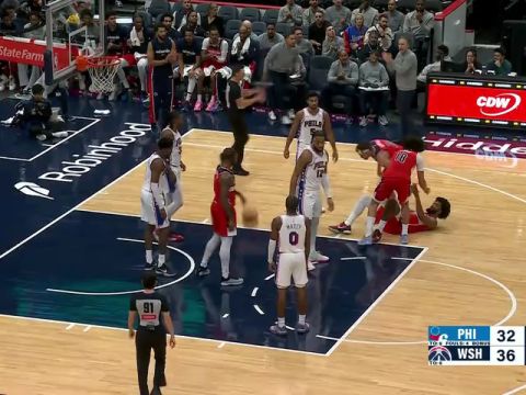 76人vs奇才第1节英文原声回放