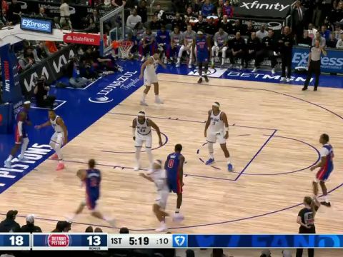 NBA常规赛:魔术vs活塞第1节英文原声回放