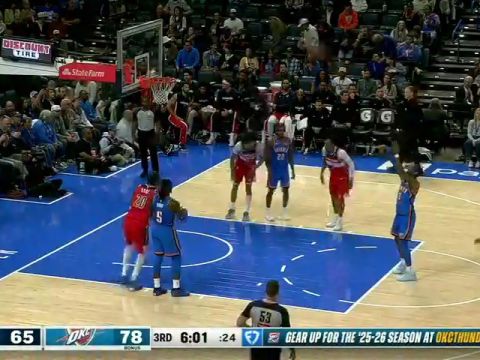 NBA常规赛:奇才vs雷霆第3节英文原声回放