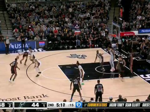 NBA常规赛:热火vs马刺第2节英文原声回放