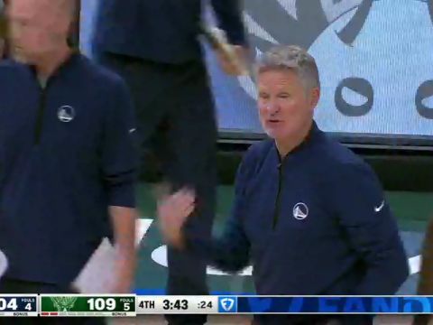 NBA常规赛:勇士vs雄鹿第4节英文原声回放