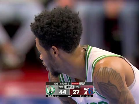 NBA杯小组赛东部B组:凯尔特人vs76人第2节英文原声回放