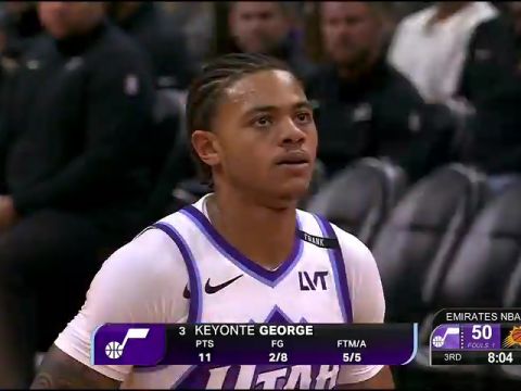 NBA杯小组赛西部A组:爵士vs太阳第3节英文原声回放