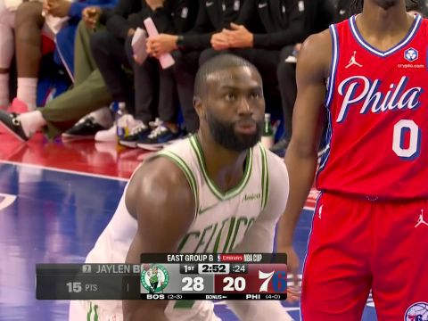 布朗vs费城集锦 内外开花狂轰32分6助攻率队险胜76人