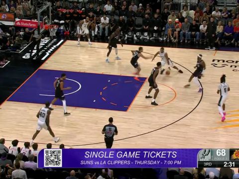 NBA常规赛：马刺vs太阳第3节英文原声回放