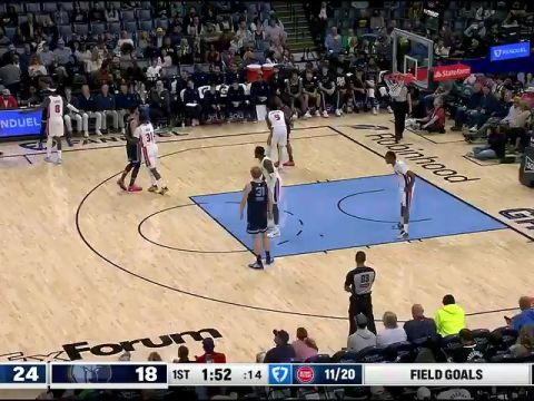 NBA常规赛：活塞vs灰熊第1节英文原声回放