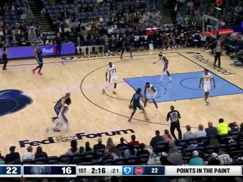 NBA常规赛：活塞vs灰熊第1节中文解说回放