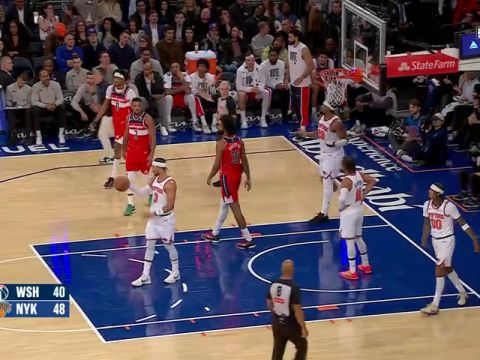 NBA常规赛：奇才vs尼克斯第2节英文原声回放