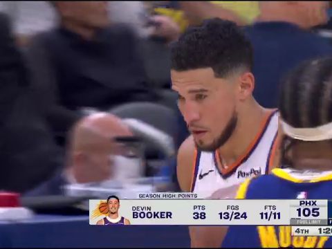 NBA常规赛：太阳vs勇士第4节英文原声回放