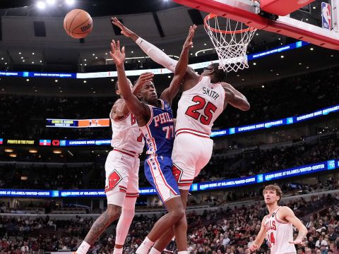 76人111-113公牛 吉迪大号三双武切维奇准绝杀公牛上演大逆转